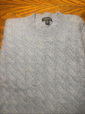 Saks Fifth Avenue Periwinkle Blue Cable-Knit Cashmere Crewneck Sweater